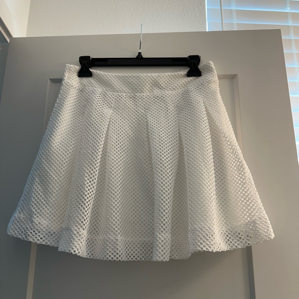Banana Republic White knit perforated Skater Skirt